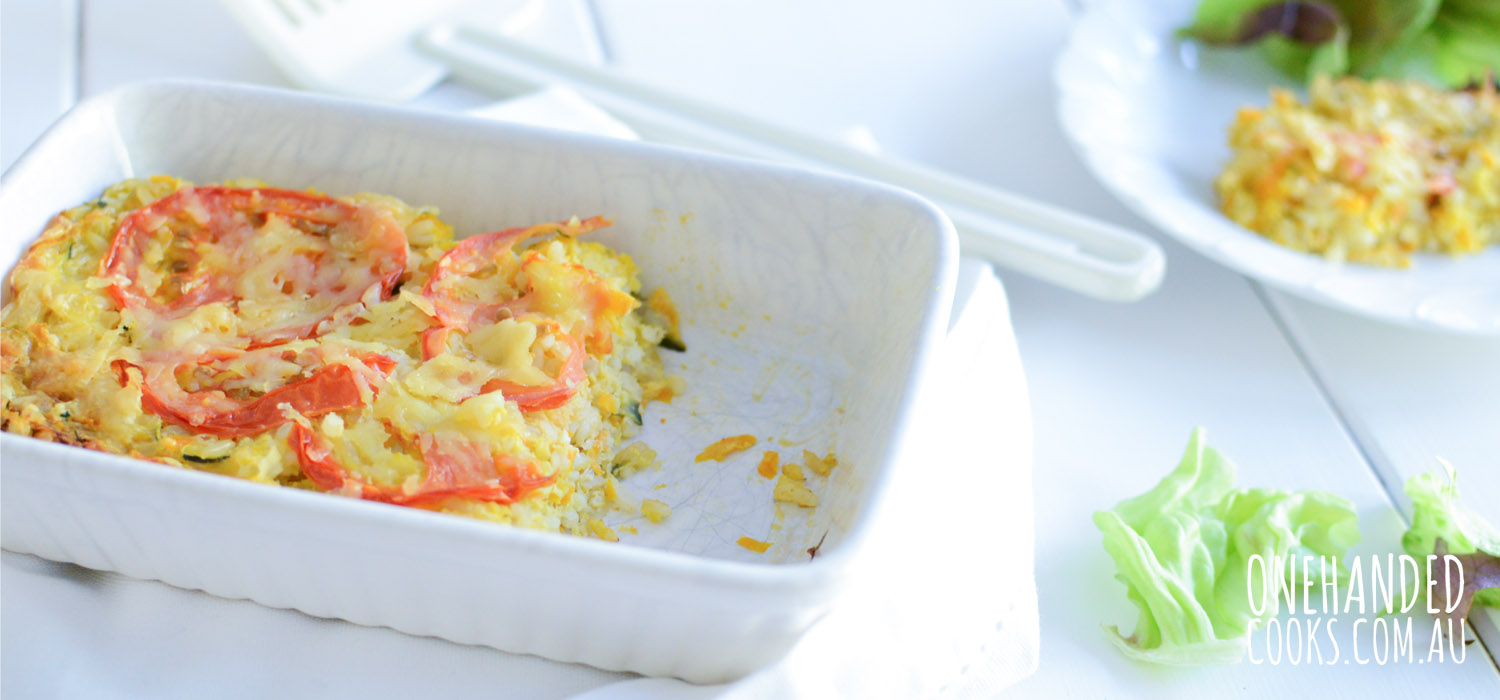 Cheesy Vegetable Rice Slice One Handed Cooks