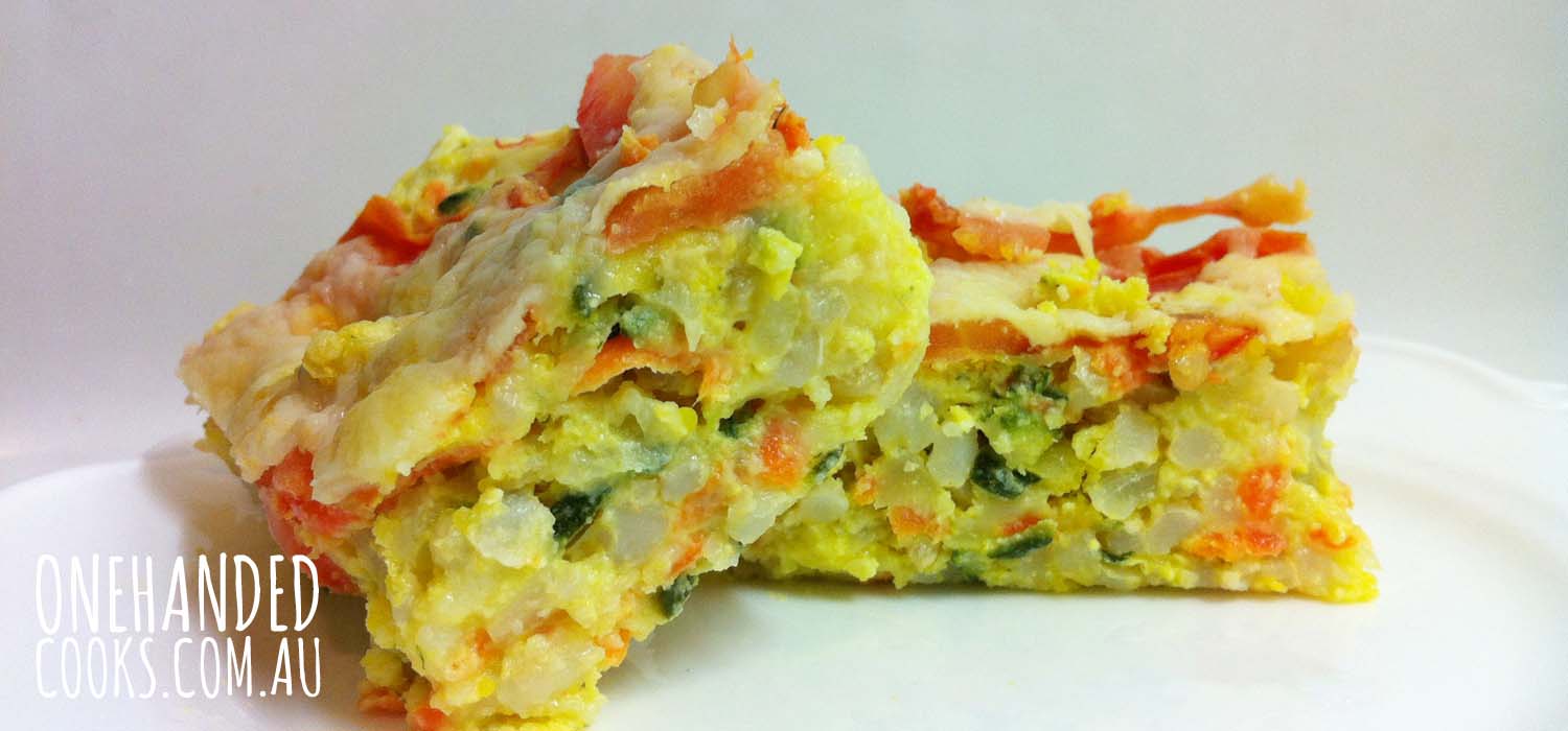 Cheesy Vegetable Rice Slice One Handed Cooks