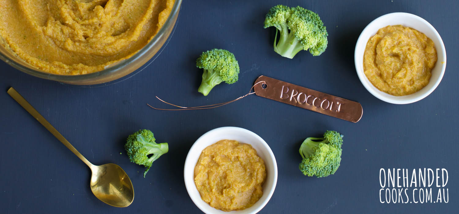 Sweet Orange Vegetable & Broccoli Puree One Handed Cooks