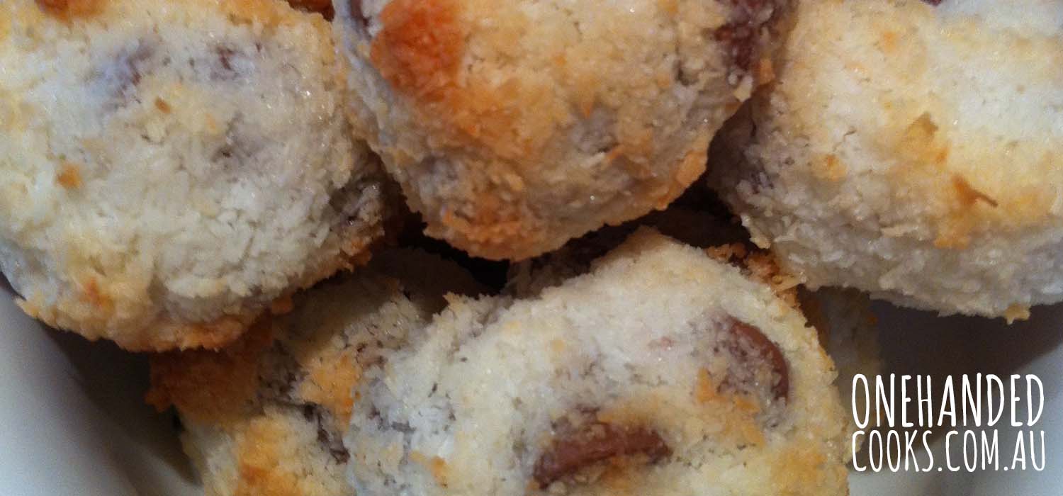 Coconut Macaroons with Choc Chips - One Handed Cooks