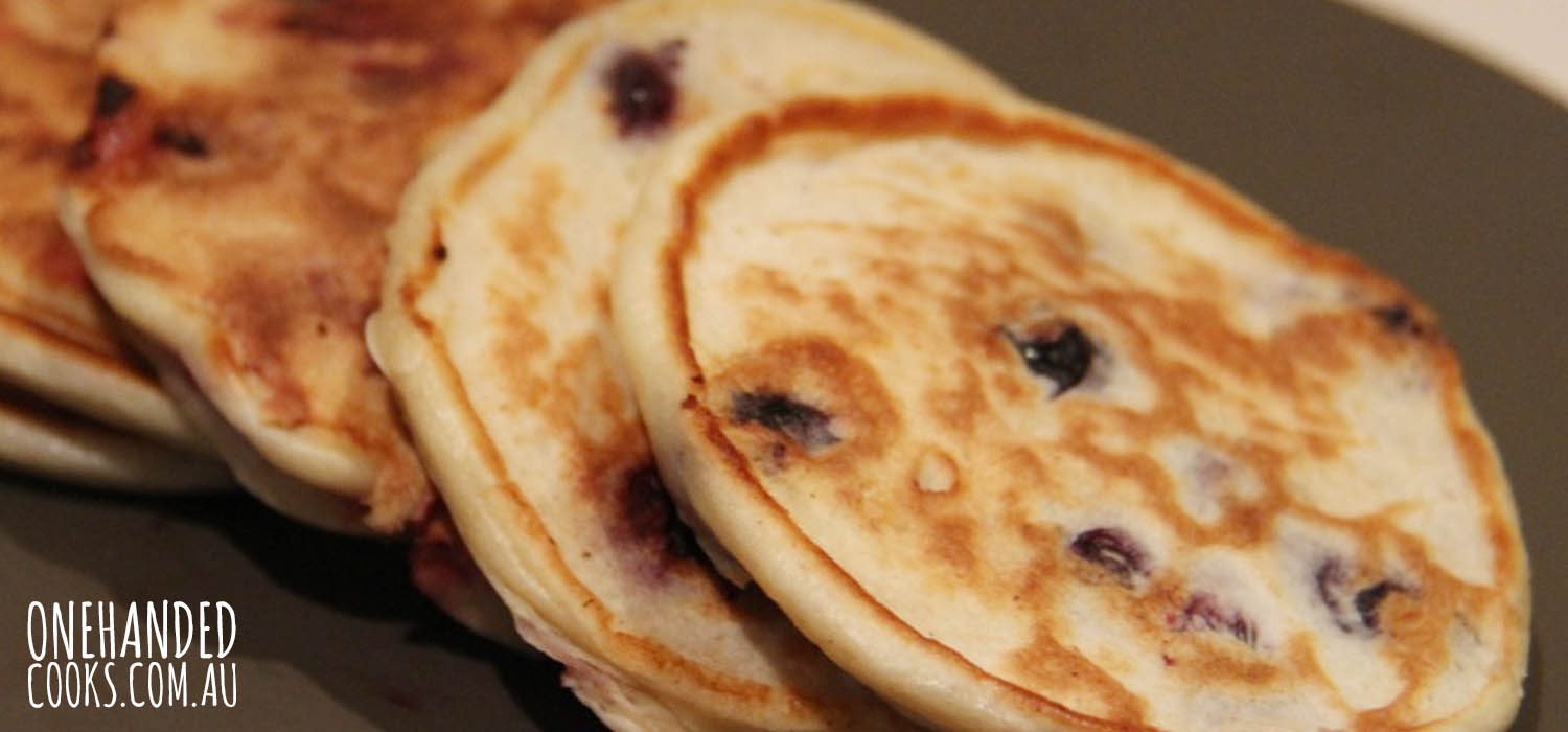 Fluffy Blueberry Ricotta Pancakes - One Handed Cooks