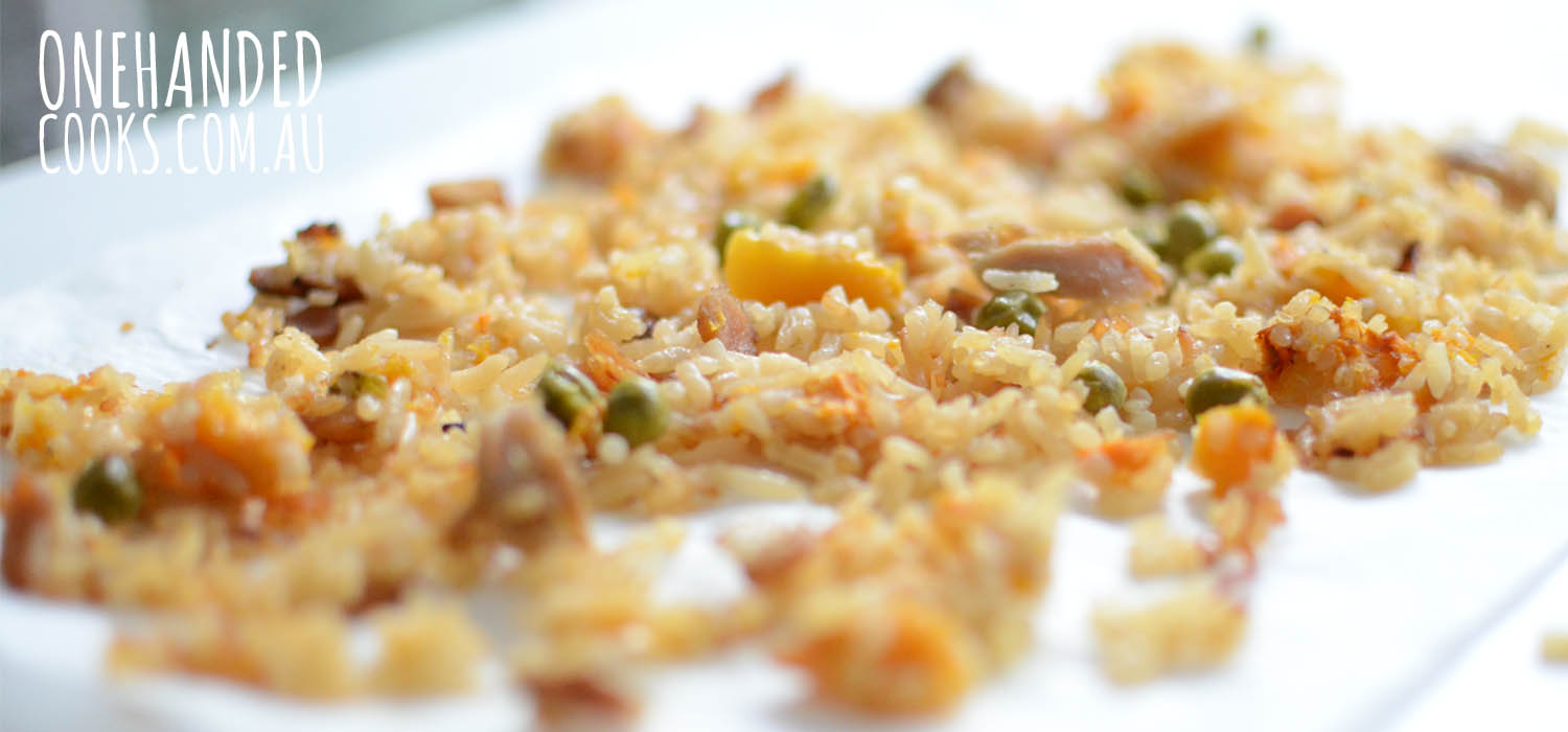 Baked Chicken & Veggie Rice - One Handed Cooks