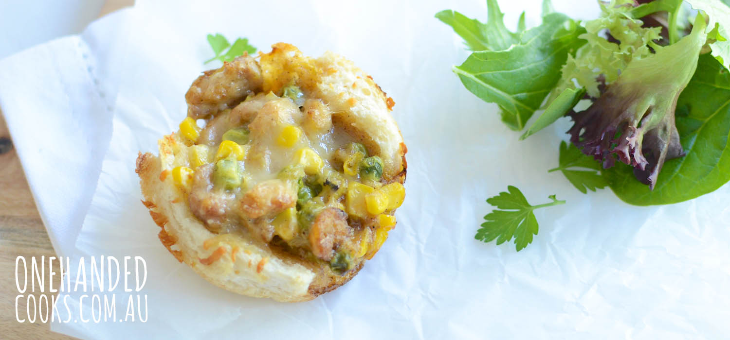 Chicken & Leek Bread Pies - One Handed Cooks