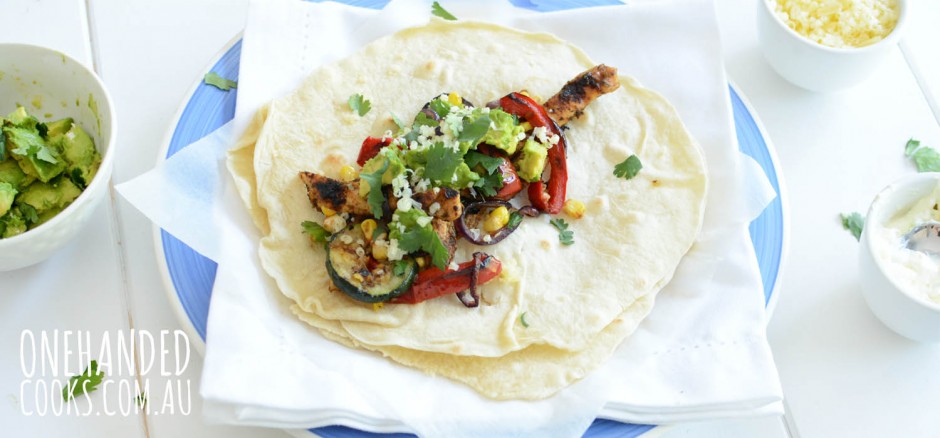 Grilled Vegetable And Chicken Fajitas - One Handed Cooks