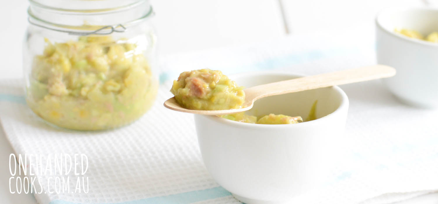 Tuna avocado with creamed corn puree - One Handed Cooks