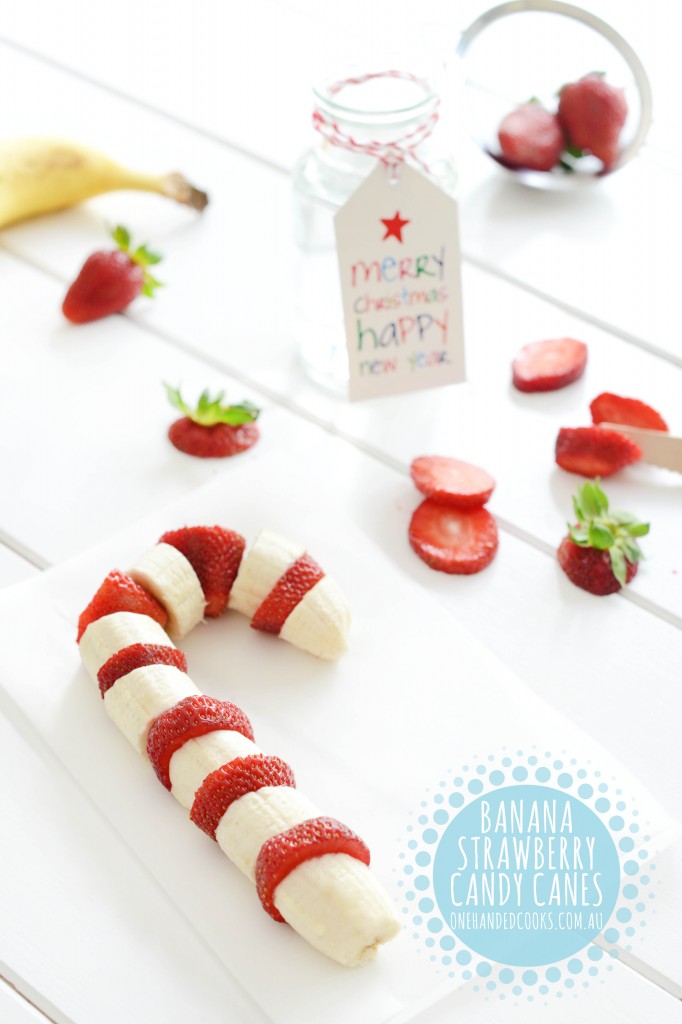 Banana Strawberry 'candy Canes' - One Handed Cooks