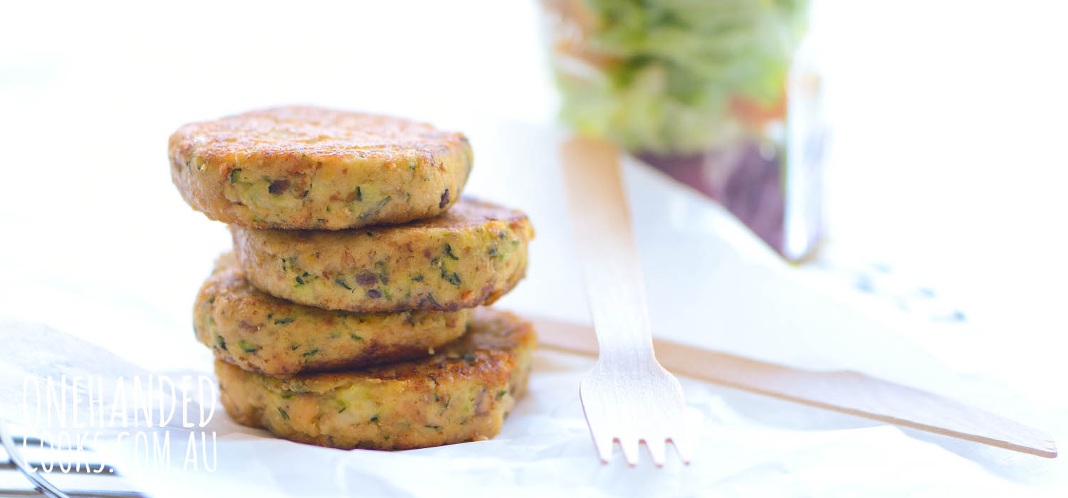 Salmon, Zucchini and Ricotta Cakes - One Handed Cooks