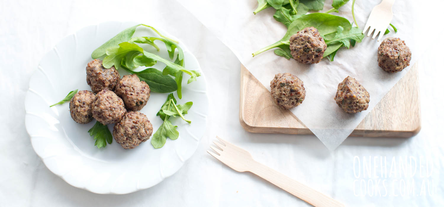 Beef, Quinoa and Mushroom Meatballs - One Handed Cooks