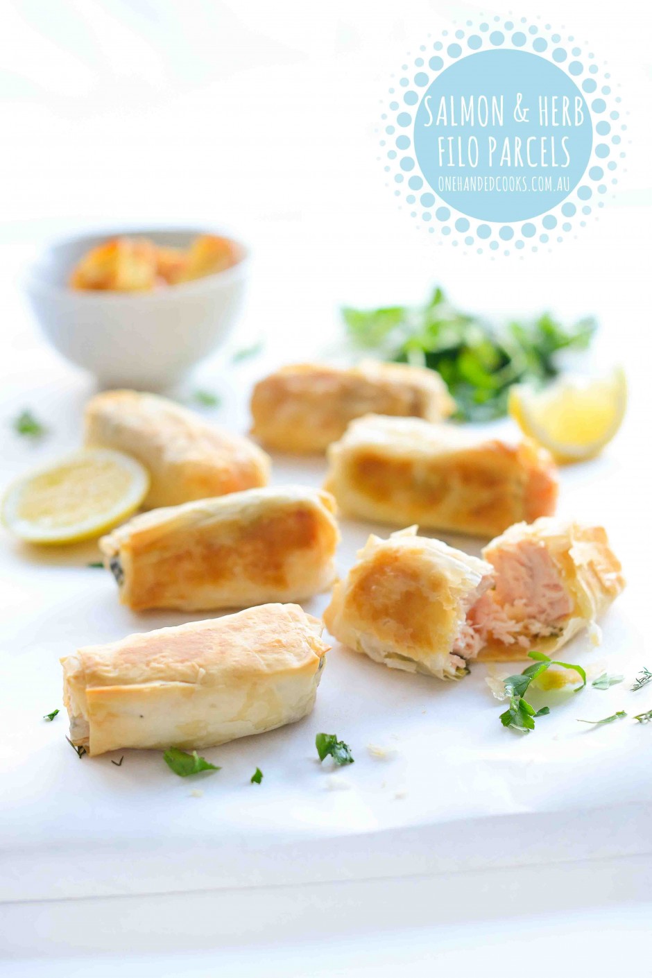 Salmon and Herb Filo Parcels One Handed Cooks