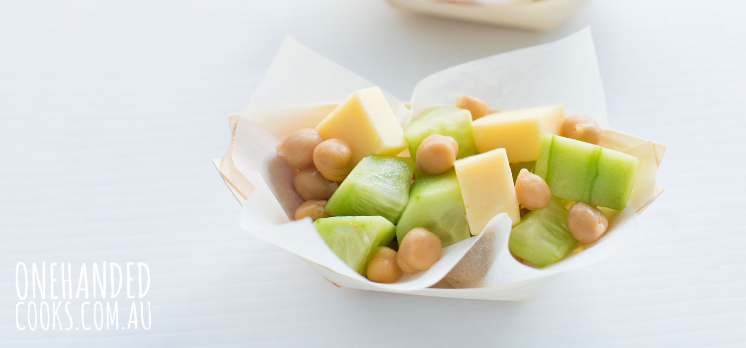 Chickpea, Cheese and Cucumber Snack Pack - One Handed Cooks