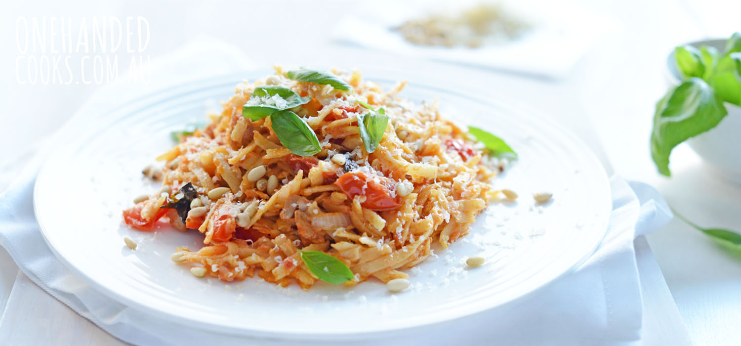 One Pot Chicken and Basil Pasta - One Handed Cooks